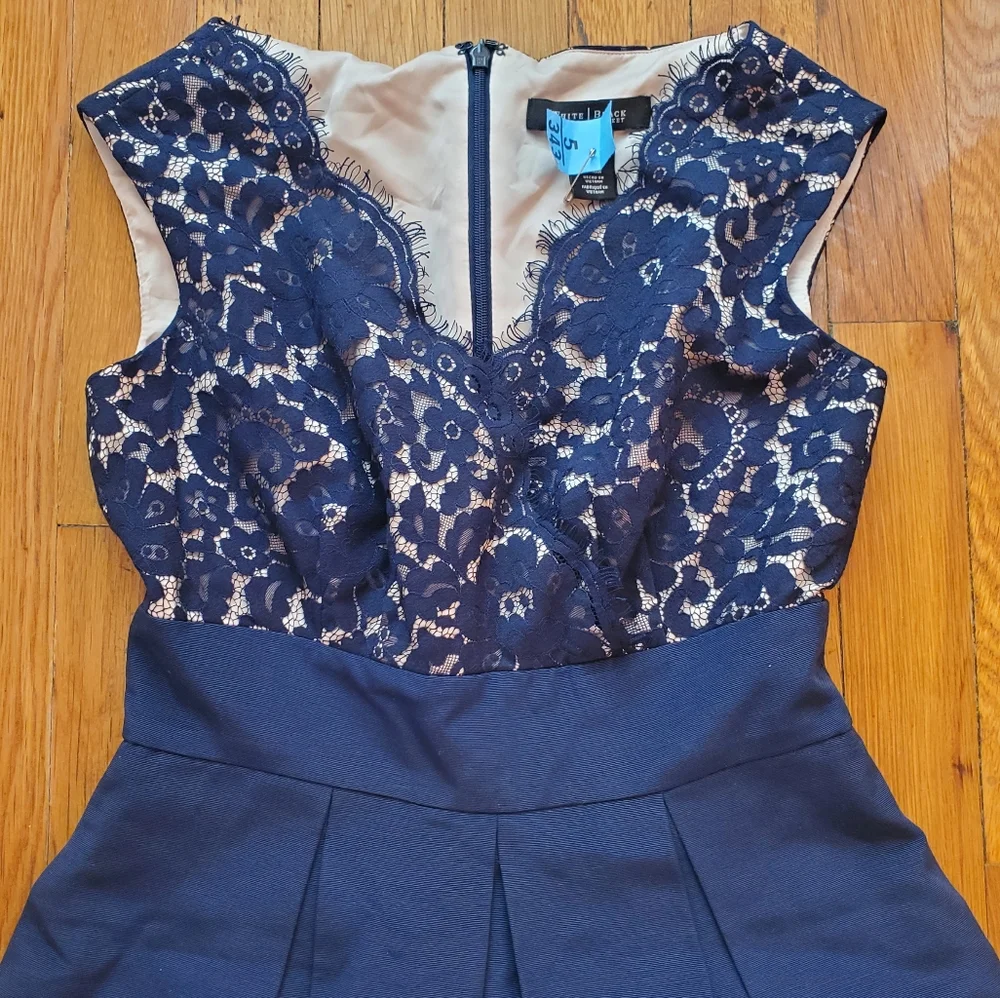 White House Black Market Navy Lace Dress - Picture 2 of 6